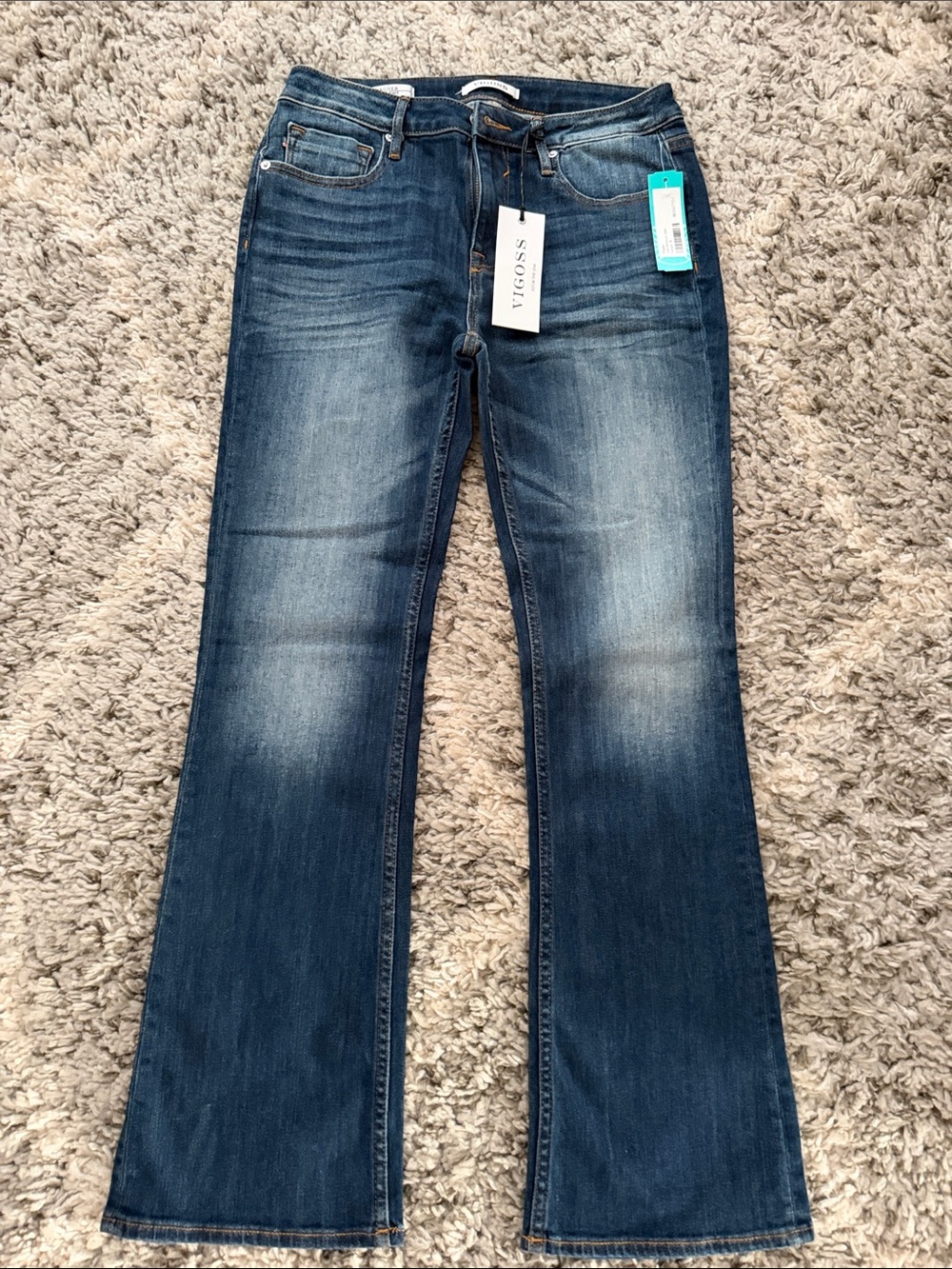 Vigoss Women's Medium Blue Bootcut Jeans with Whiskering